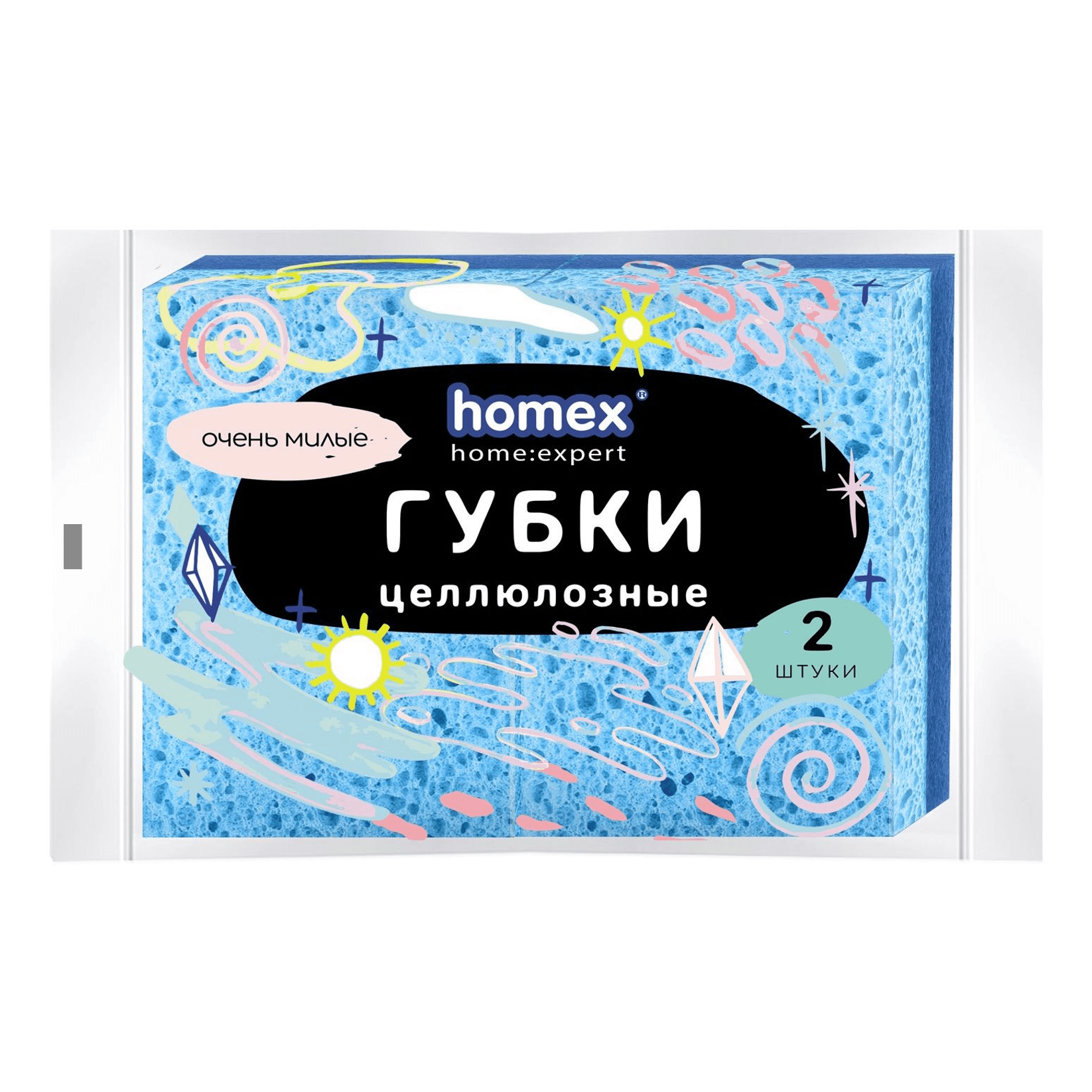 Губки Homex Очень милые, для посуды, целлюлоза, 2 шт.