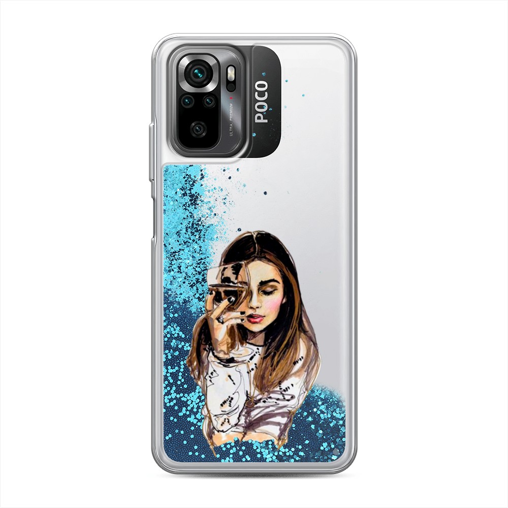 

Чехол Awog на Xiaomi Redmi Note 10/ Redmi Note 10S/ Poco M5s "Девушка с бокалом", Коричневый;прозрачный;бежевый, 316293-1