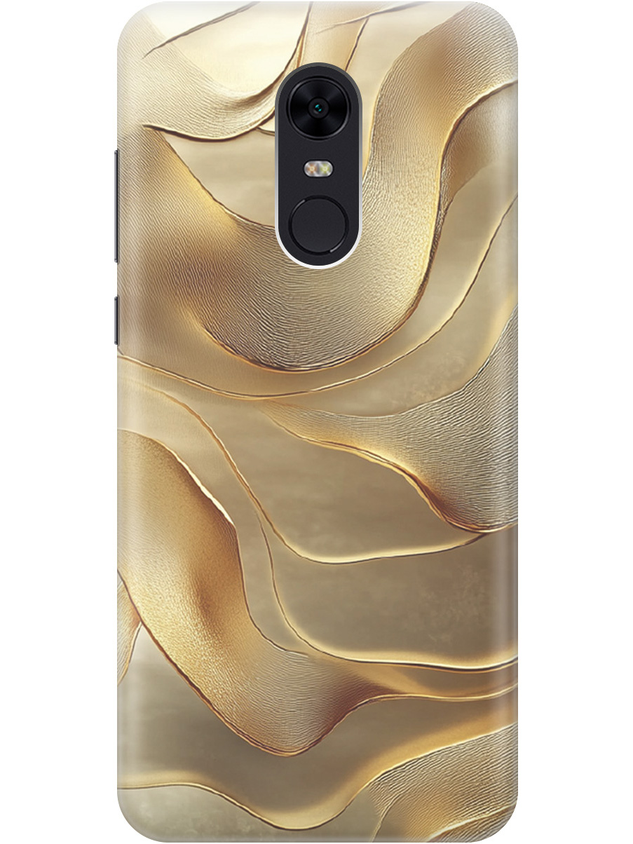 

Силиконовый чехол на Xiaomi Redmi 5 Plus с принтом "Золотистые волны", Прозрачный;бежевый;золотистый, 717097531