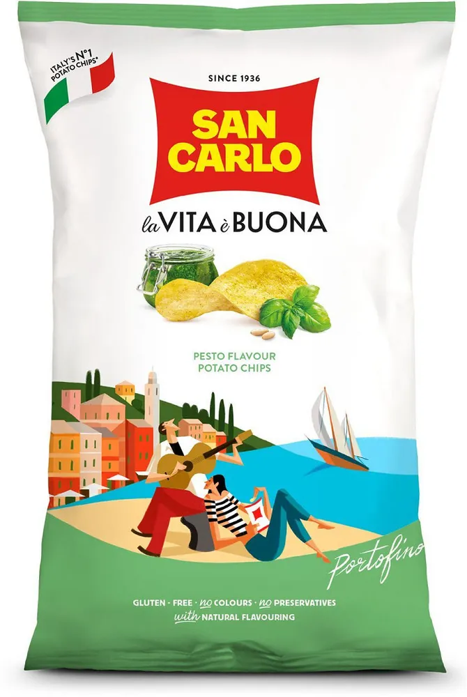 Чипсы Картофельные San Carlo С Соусом Песто, 50 Г
