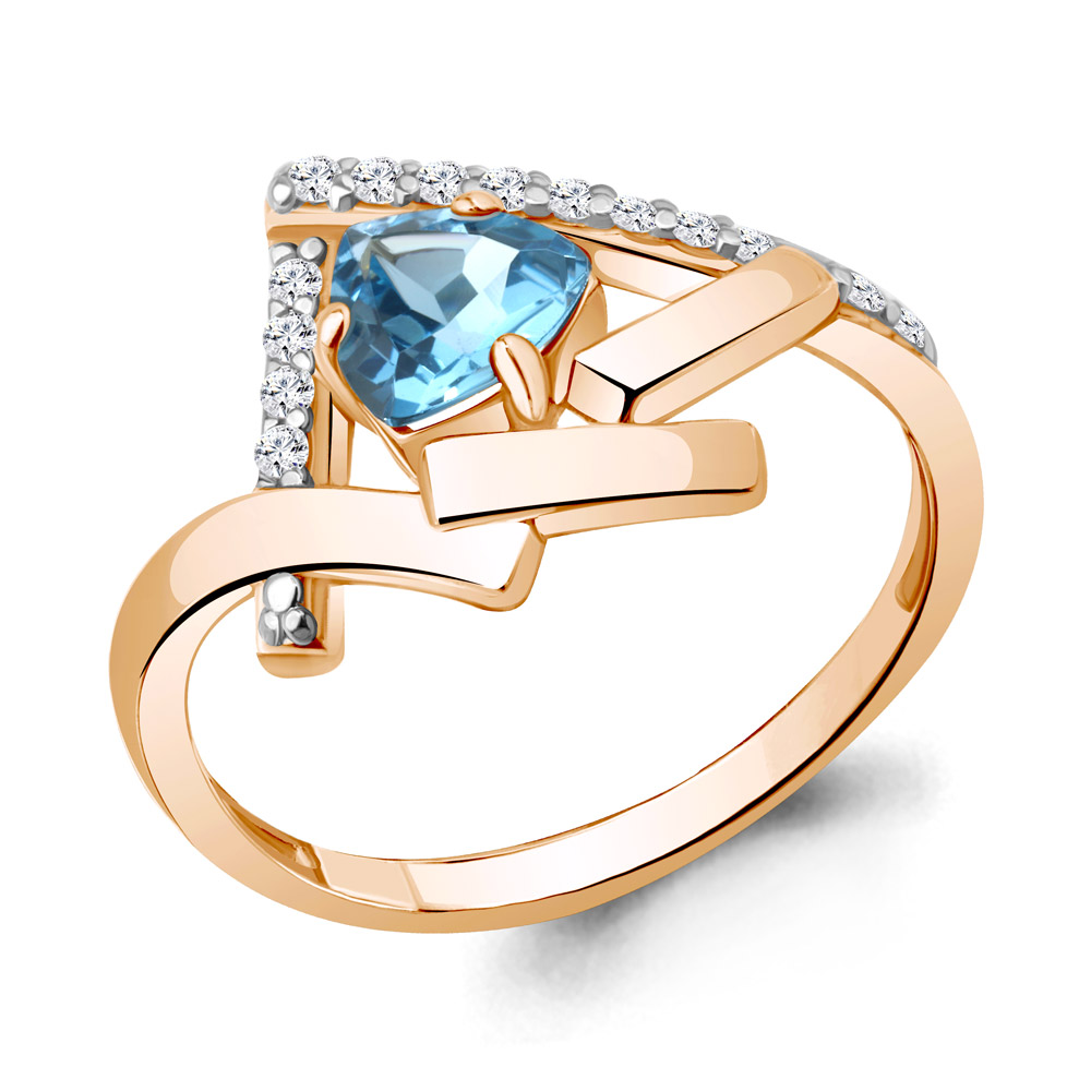 

Кольцо из серебра с топазом\фианитом Aquamarine Aquamarine 6959005А_925_з р. 18,5, 6959005А_925_з