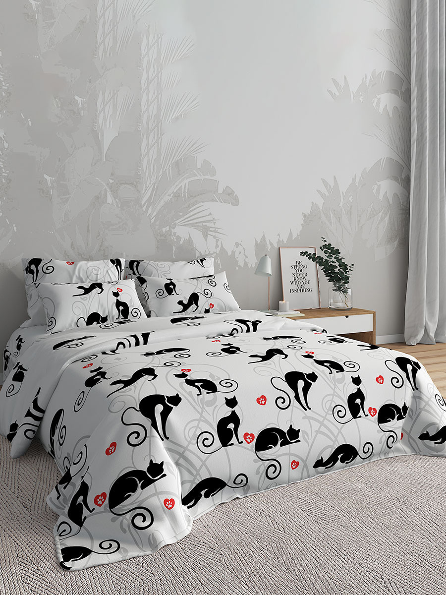 

Пододеяльник Сказка "Кошки на белом" 1,5-спальный на молнии 145х215 см