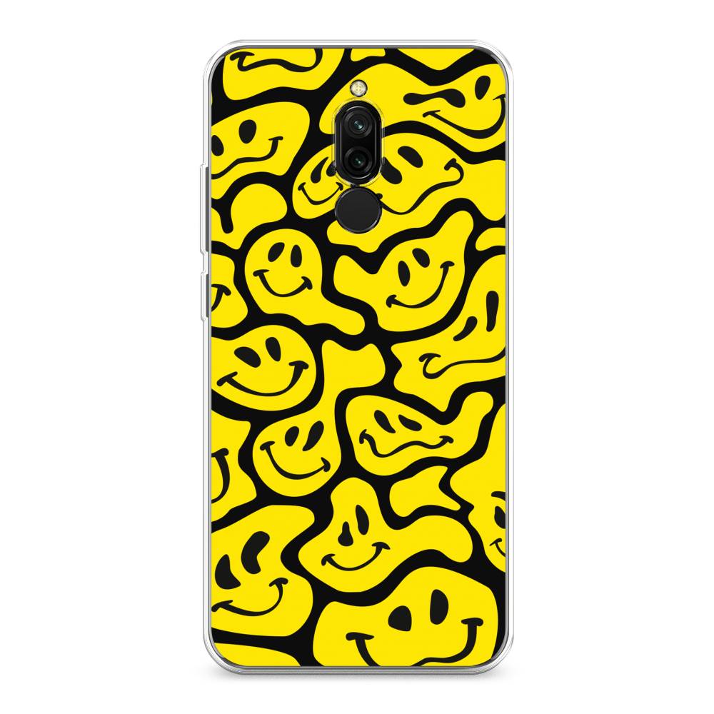 

Чехол для Xiaomi Redmi 8 "Расплывчатые смайлики желтые", Черный;желтый, 37150-6