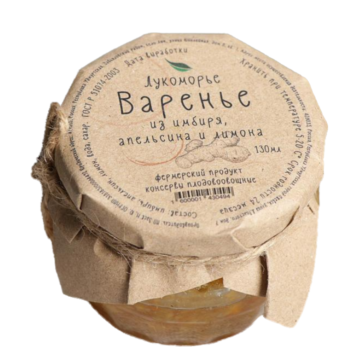 

Варенье Имбирь с апельсином и лимоном 130 мл
