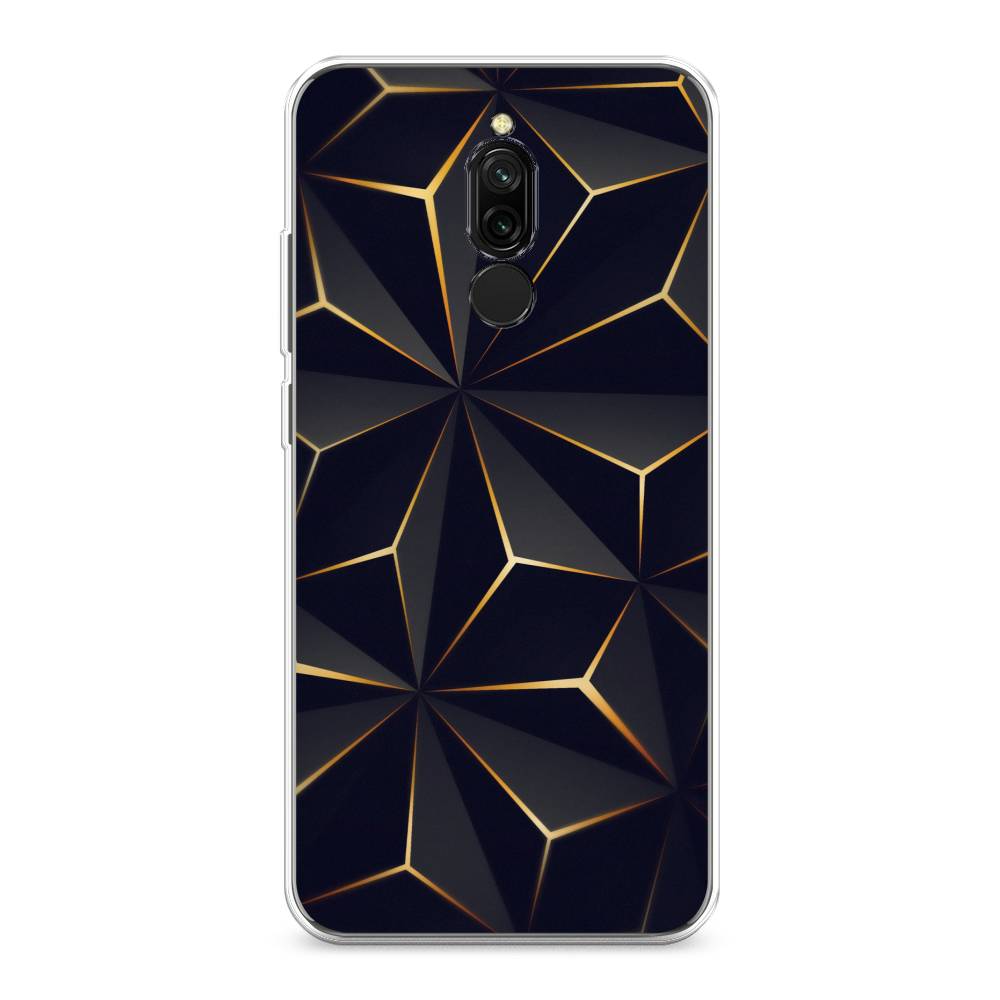 

Чехол для Xiaomi Redmi 8 "Черные полигоны", Золотистый;черный, 37150-3