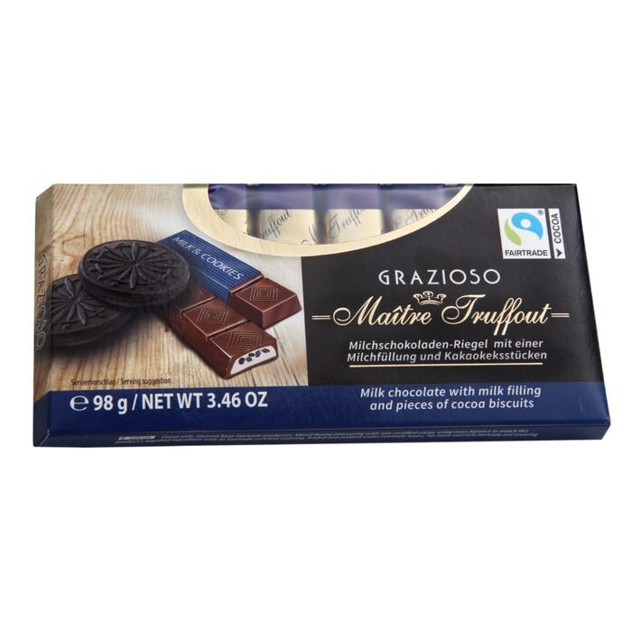 

Батончики Maître Truffout из молочного шоколада хрустящий бисквит и какао 98 г