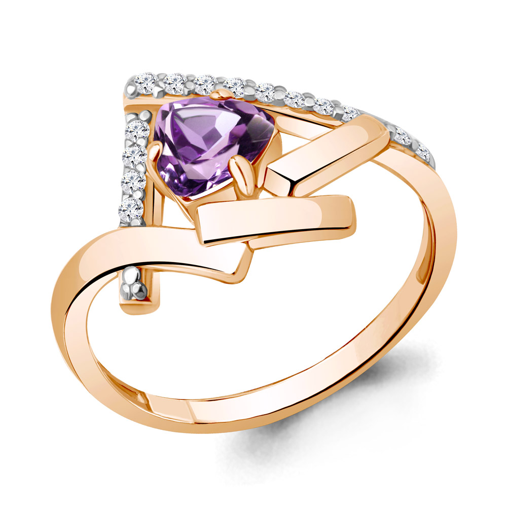 

Кольцо из серебра с аметистом\фианитом Aquamarine Aquamarine 6959004А_925_з р, 6959004А_925_з