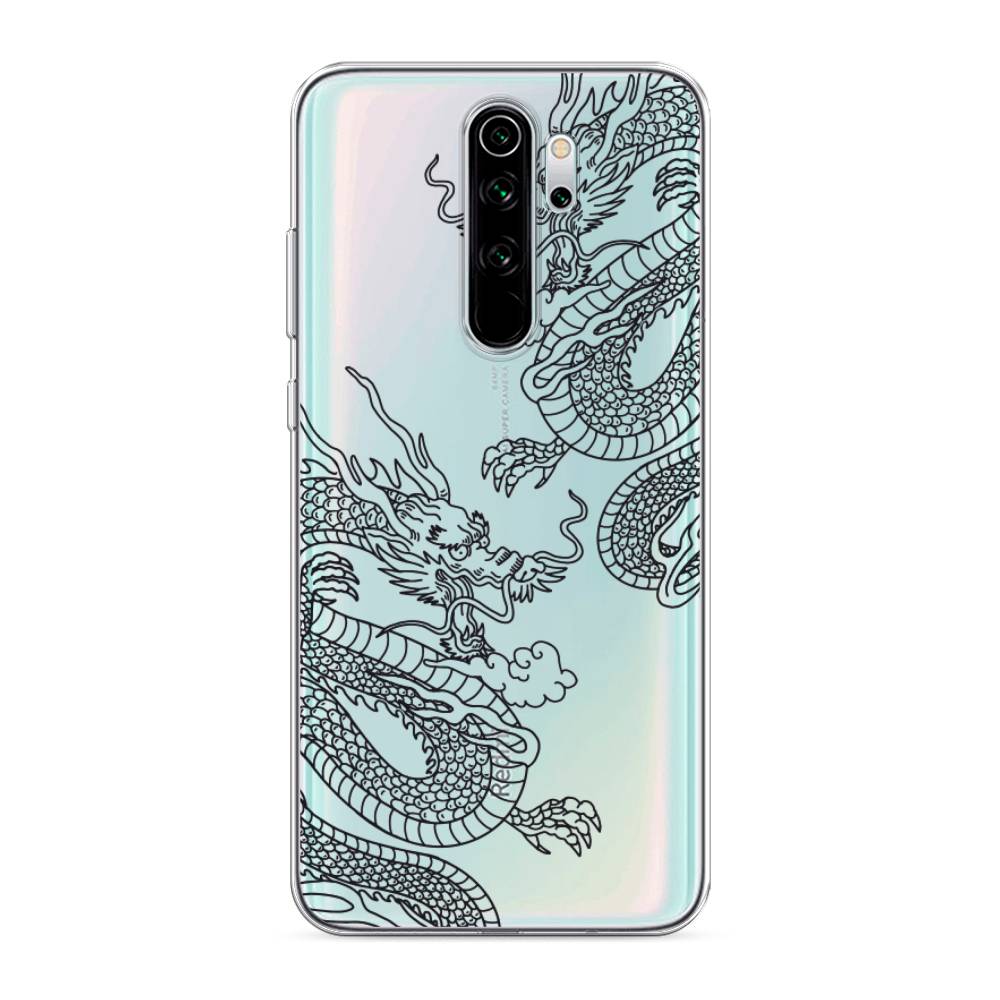 

Чехол на Xiaomi Redmi Note 8 Pro "Два китайских дракона", Серый;черный, 36650-1