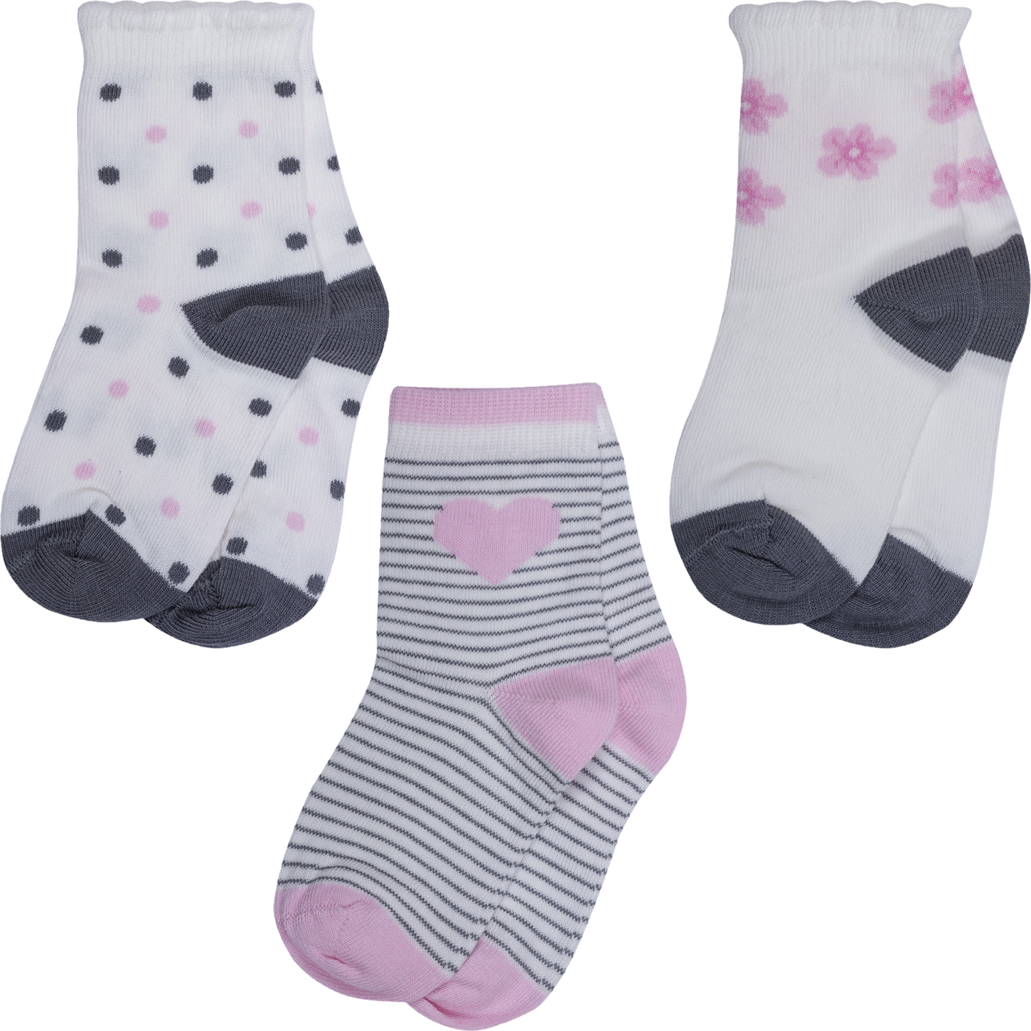 Носки для девочек Rusocks 3-Д3-13794 цв. белый; серый; розовый р. 12-14 бюстгальтер push up розовый с деталями из сетки в горошек