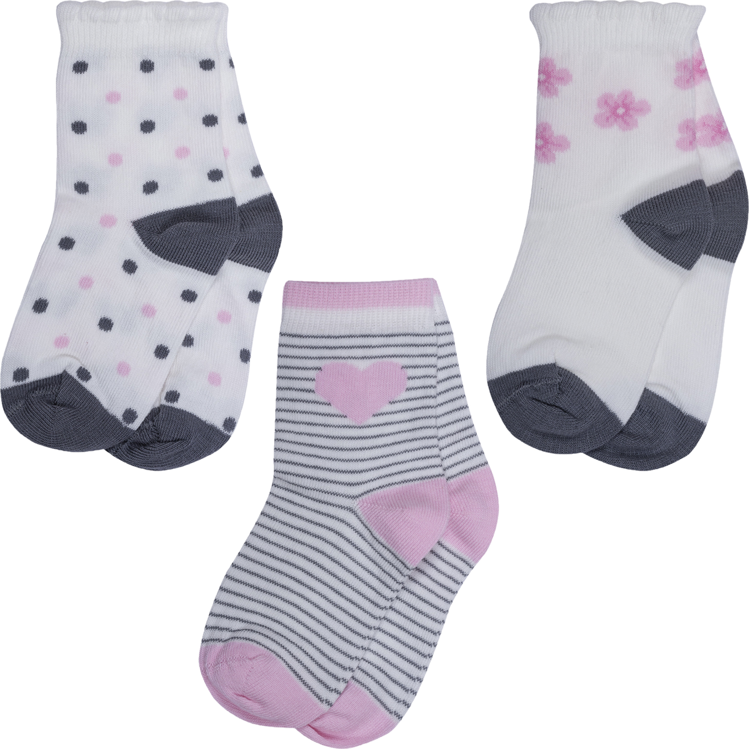 

Носки для девочек Rusocks 3-Д3-13794 цв. белый; серый; розовый р. 10-12, 3-Д3-13794