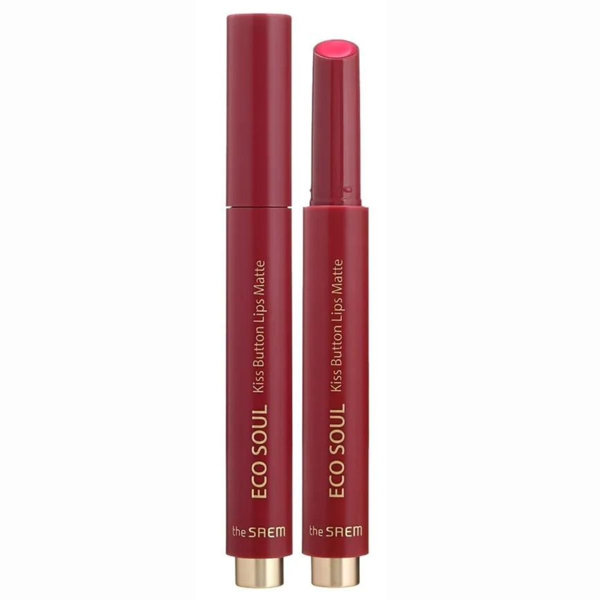 Помада для губ матовая The Saem Eco Soul Kiss Button Lips Matte 01 Neon Coral 2 г