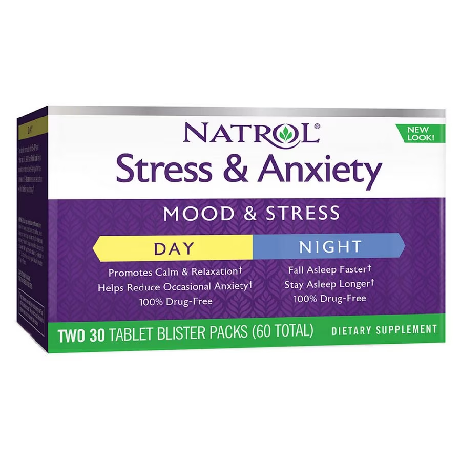 Добавка Natrol Stress&Anxiety Day&Night 2x30 таблеток