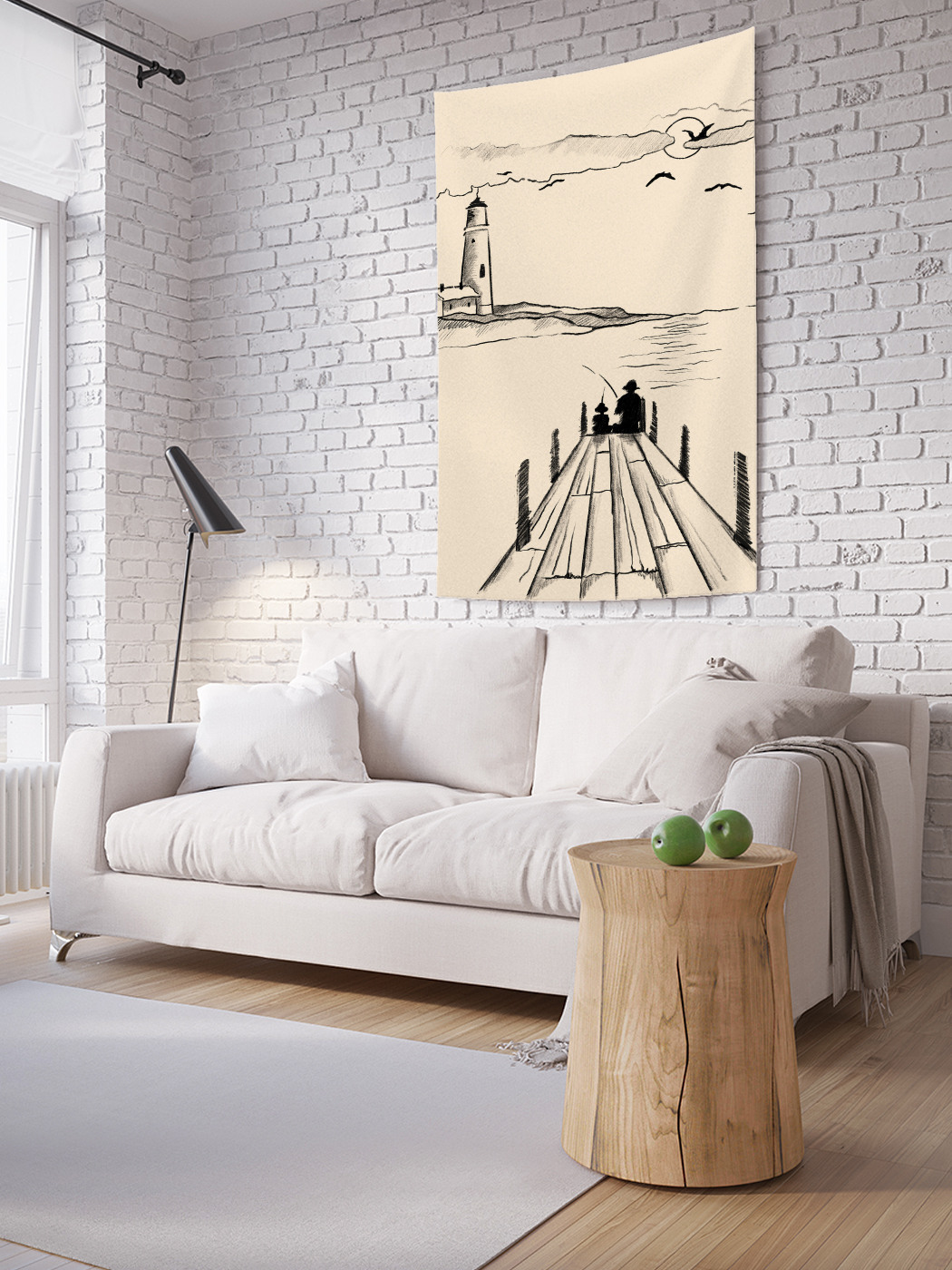 

Вертикальное фотопанно на стену JoyArty Рыбалка с видом на маяк 100x150 см, Рыбалка с видом на маяк