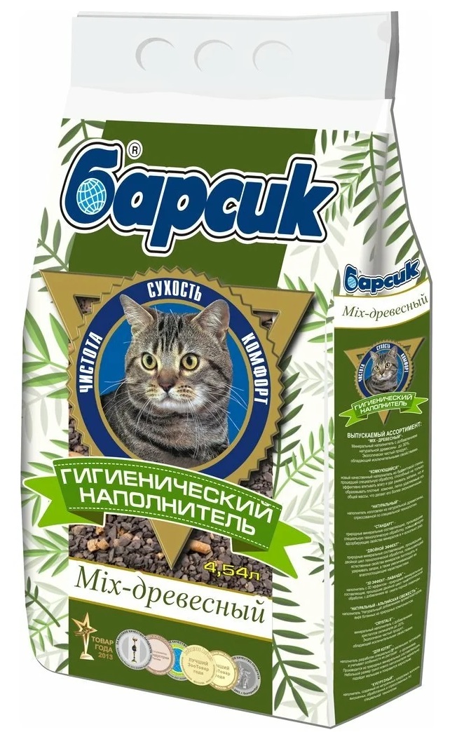 

Наполнитель Барсик Mix древесно-минеральный, 3 шт по 4,54 л