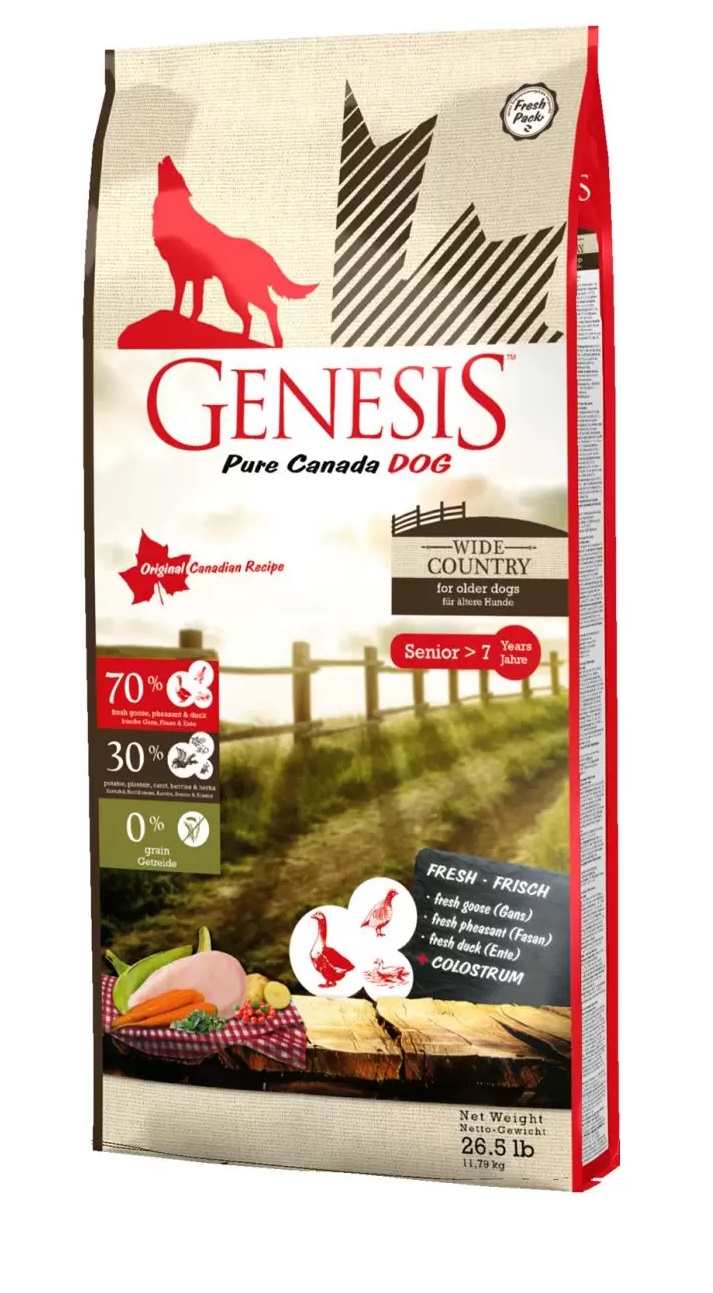 Сухой корм для собак Genesis Pure Canada Wide Country Senior, птица, утка, курица, 11.79кг