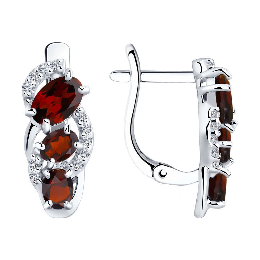

Серьги из серебра SOKOLOV 92021140, гранат/фианит, 92021140