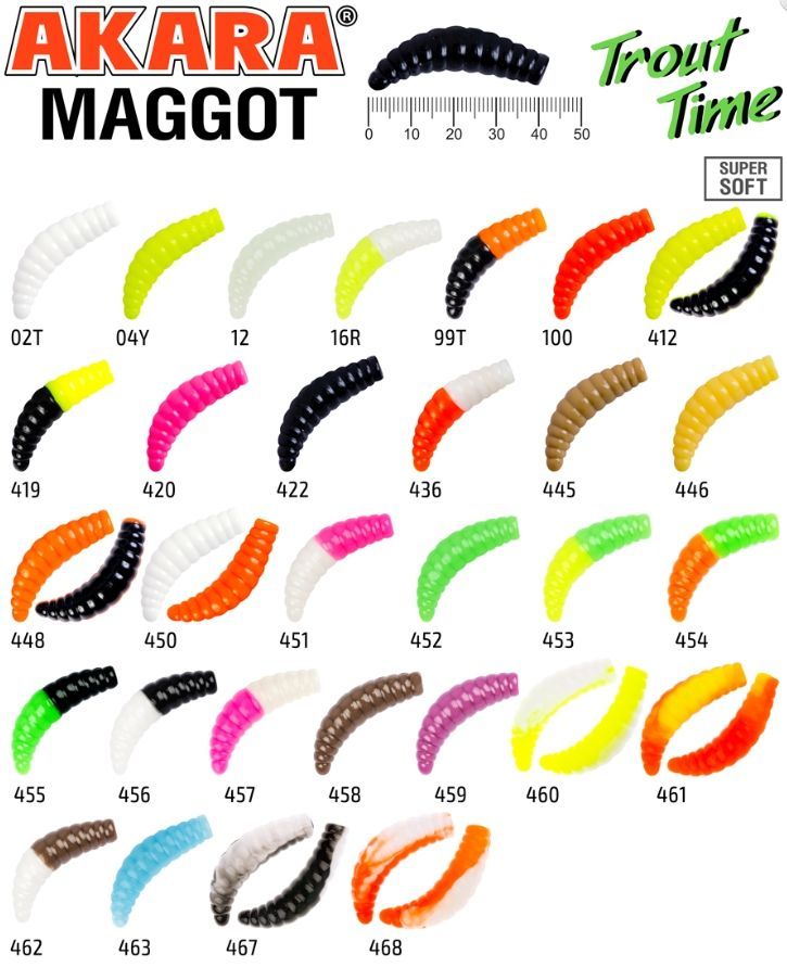 

Набор силиконовых приманок Akara Trout Time Snabtrout5 форелевая резина 5 уп, Разноцветный, Trout Time