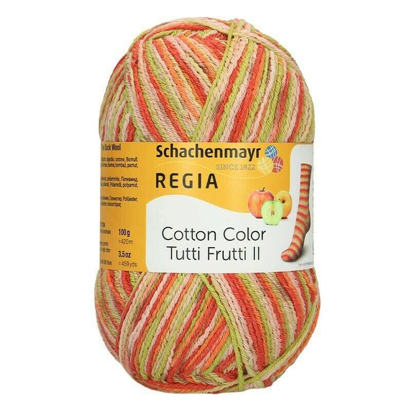 

Cotton Color /Коттон Колор/ пряжа Schachenmayr Regia, MEZ, 9801621 (02426, Tutti Frutti), Оранжевый