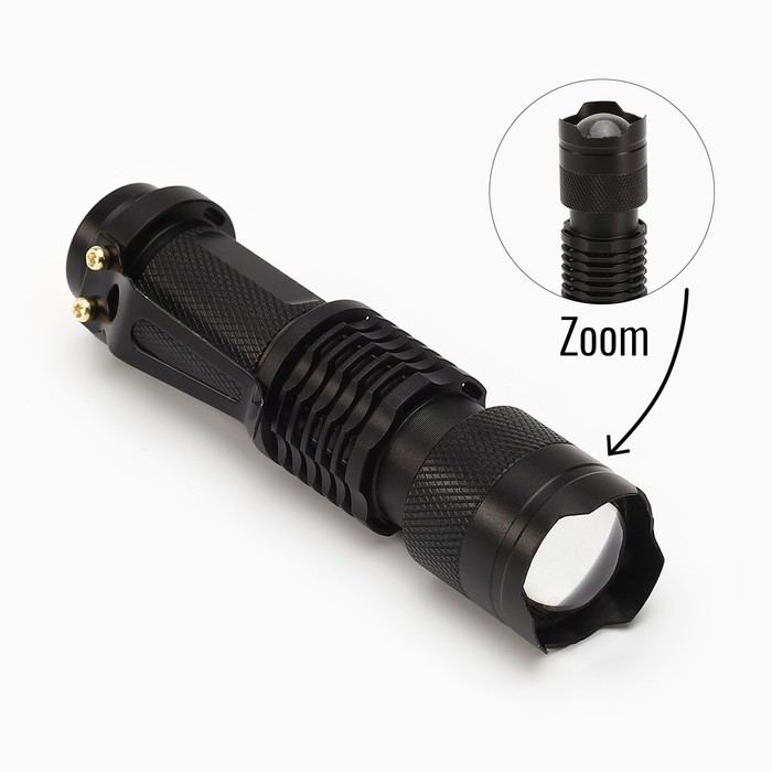 фото Фонарь ручной, 3 вт, led, zoom, дальность луча 200 м, aa, 2.5 x 9.1 см nobrand