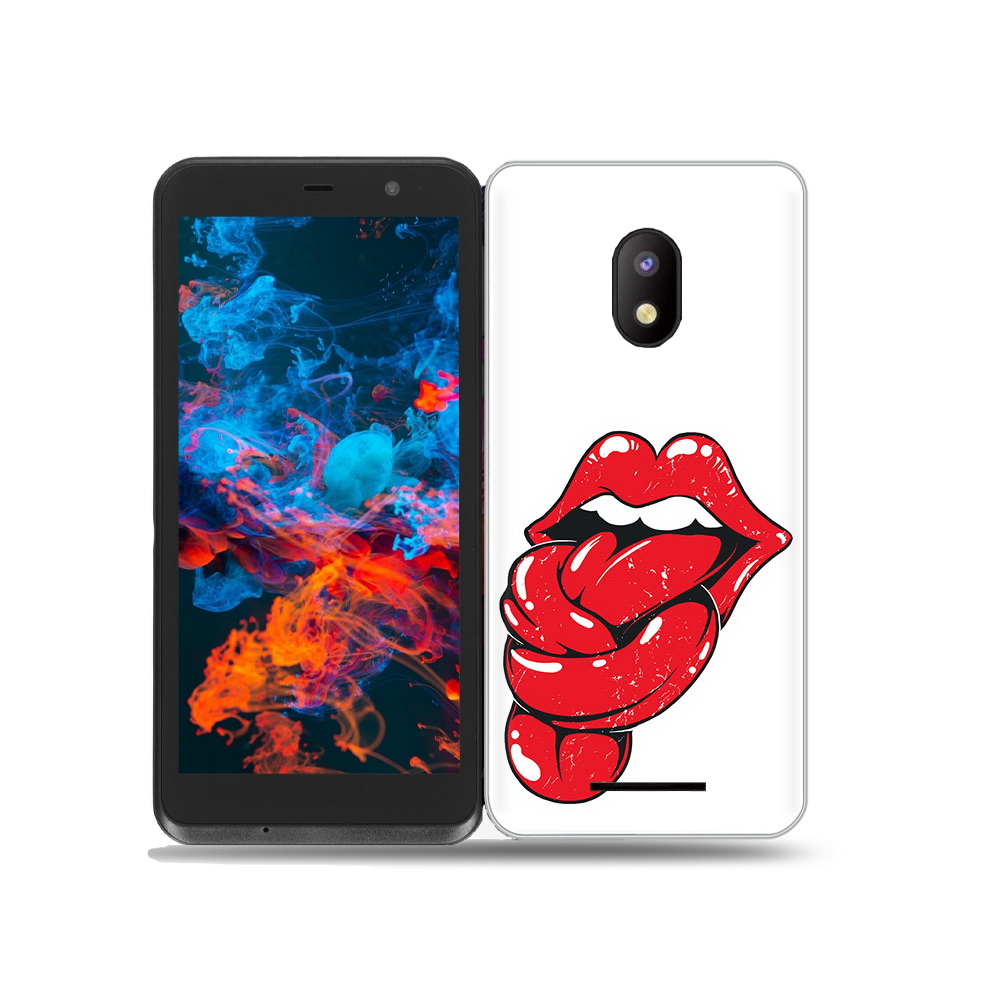 

Чехол MyPads Tocco для BQ 5045L Wallet яркие губы с языком, Прозрачный, Tocco