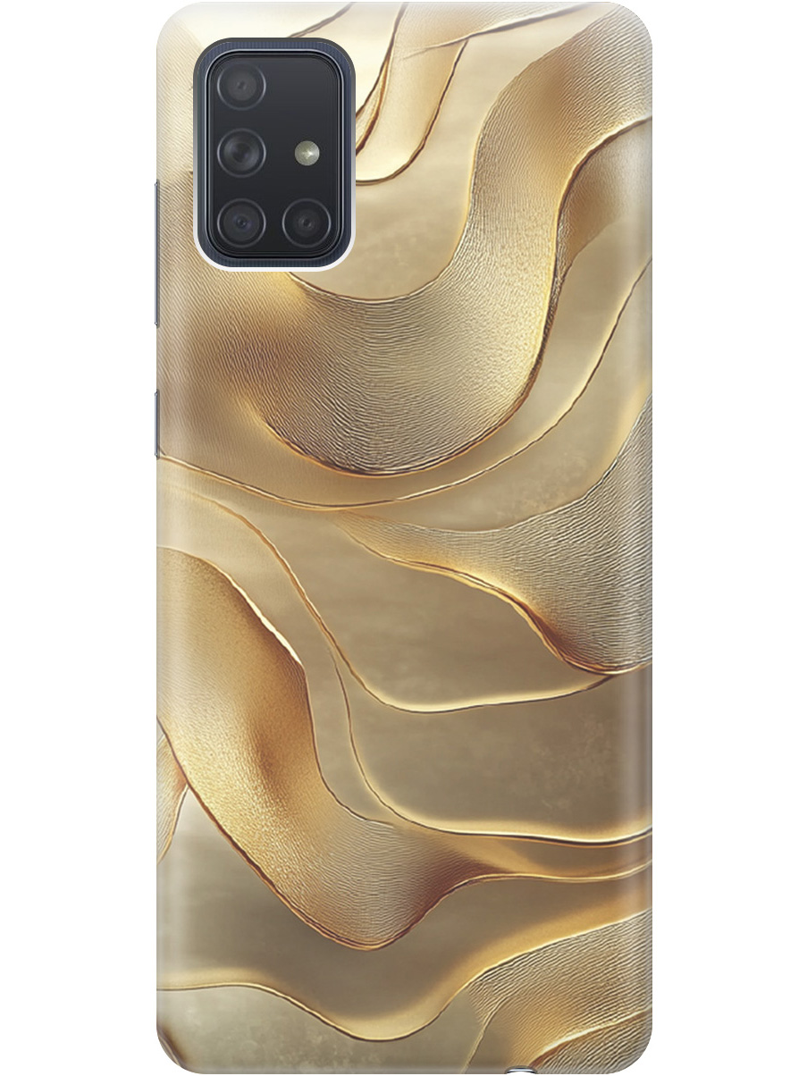

Силиконовый чехол на Samsung Galaxy A71 с принтом "Золотистые волны", Прозрачный;бежевый;золотистый, 722411431