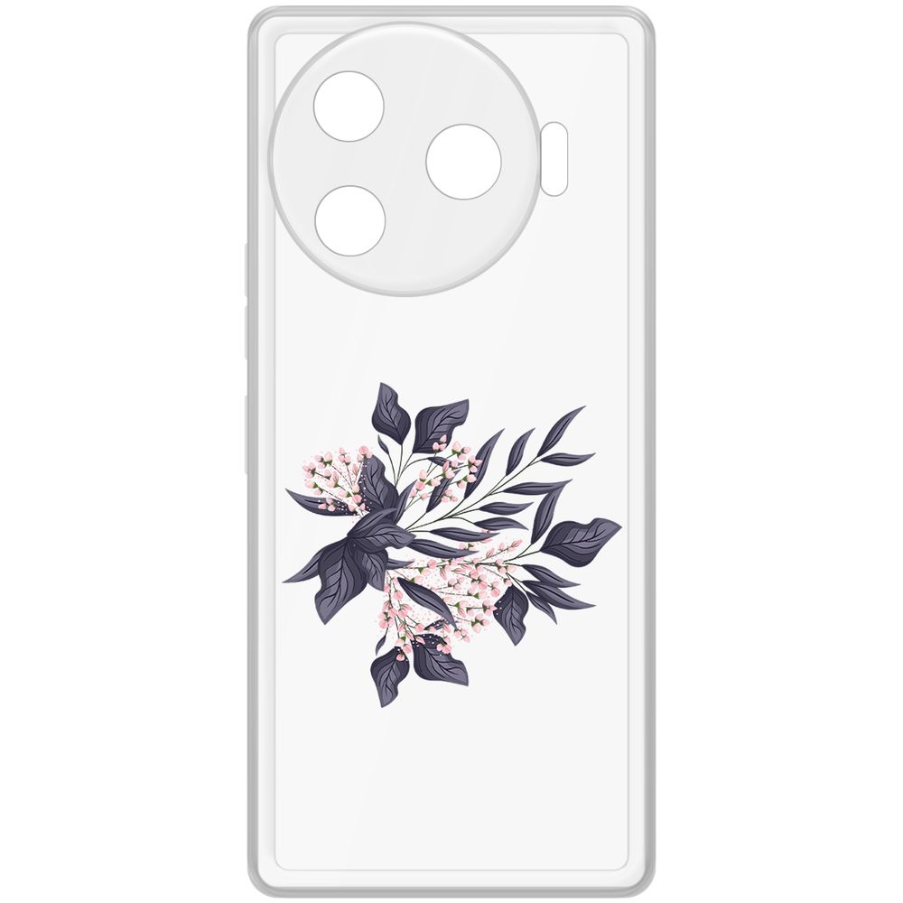 

Чехол-накладка Krutoff Clear Case Розовые бутоны для TECNO Camon 30 Pro 5G, Прозрачный
