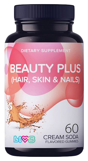 Купить Витамины для кожи волос и ногтей Livs Beauty Plus жевательные таблетки крем-сода 60 шт.