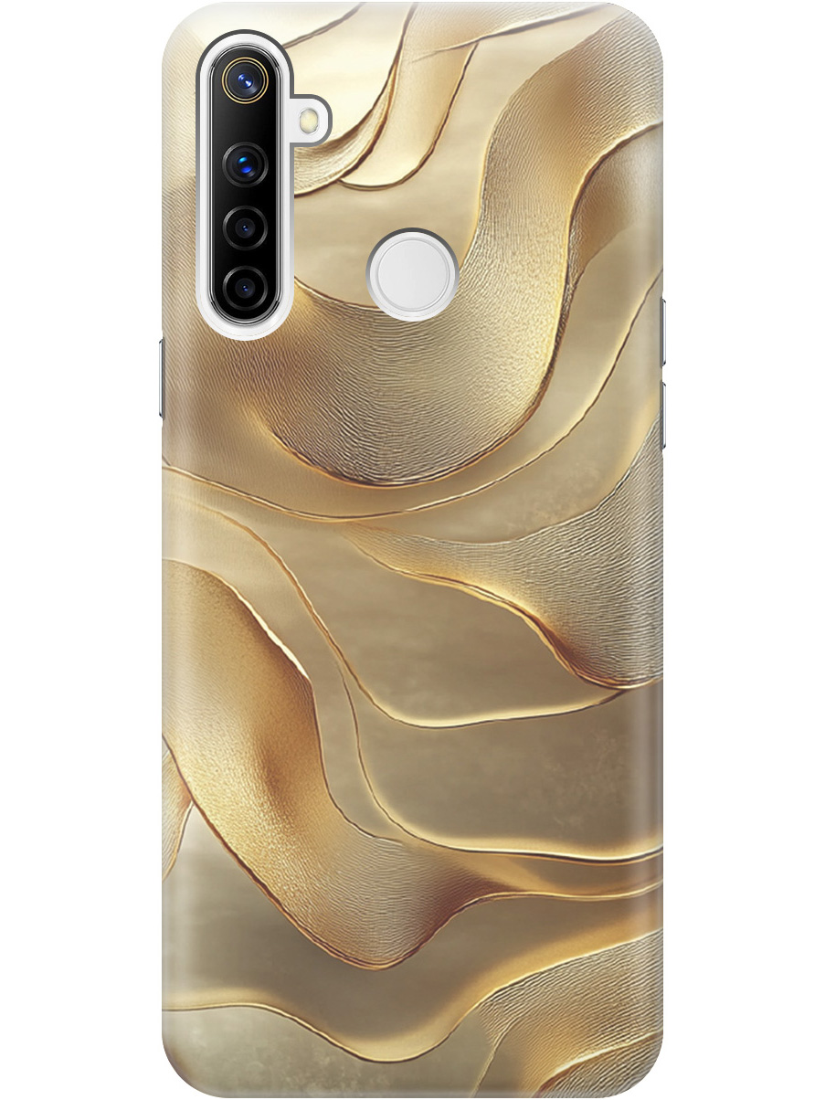 

Силиконовый чехол на Realme 5/6i/C3 с принтом "Золотистые волны", Прозрачный;бежевый;золотистый, 726149631