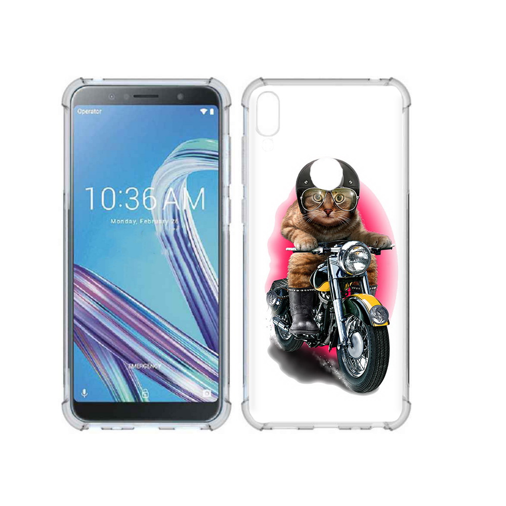 

Чехол MyPads Tocco для Asus ZenFone Max Pro (ZB602KL) мото-кот, Прозрачный, Tocco