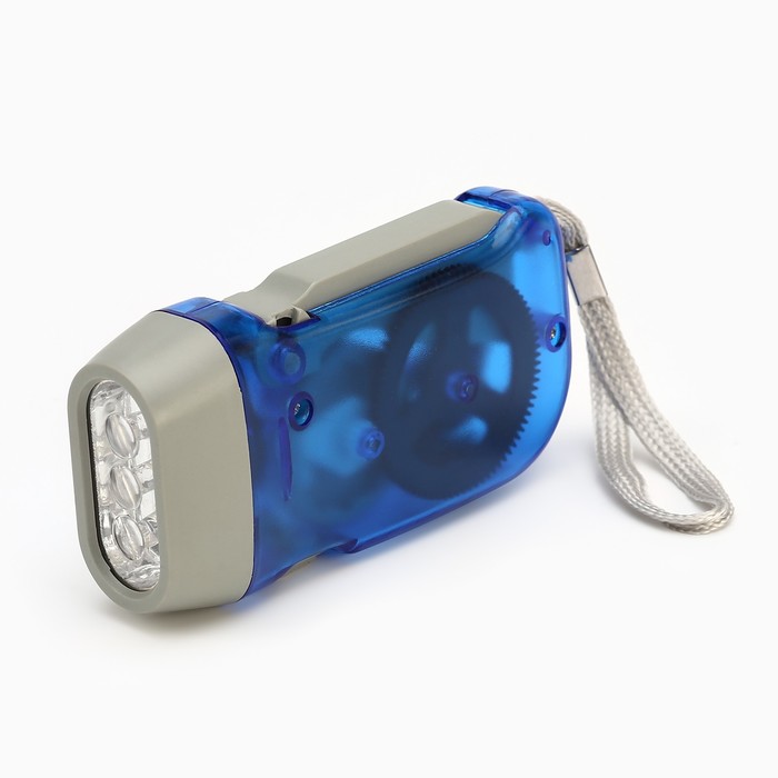 

Фонарь ручной аккумуляторный, 1 Вт, 300 мАч, LED, динамо зарядка, Синий