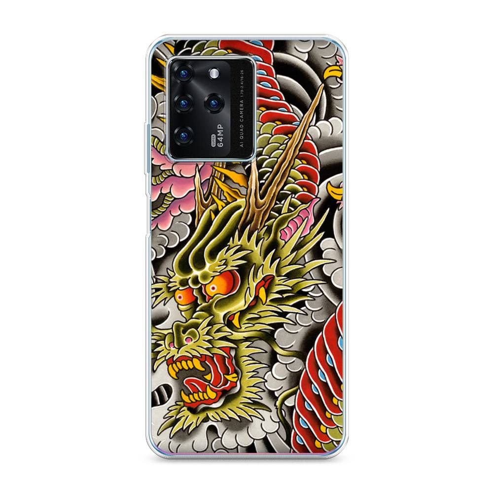 

Чехол на ZTE Blade V30 "Японский дракон", Желтый;розовый;красный, 135350-4