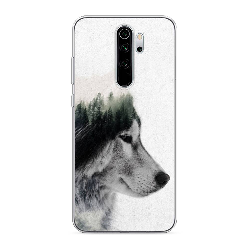 

Чехол на Xiaomi Redmi Note 8 Pro "Волк лес", Серый;белый, 36650-1