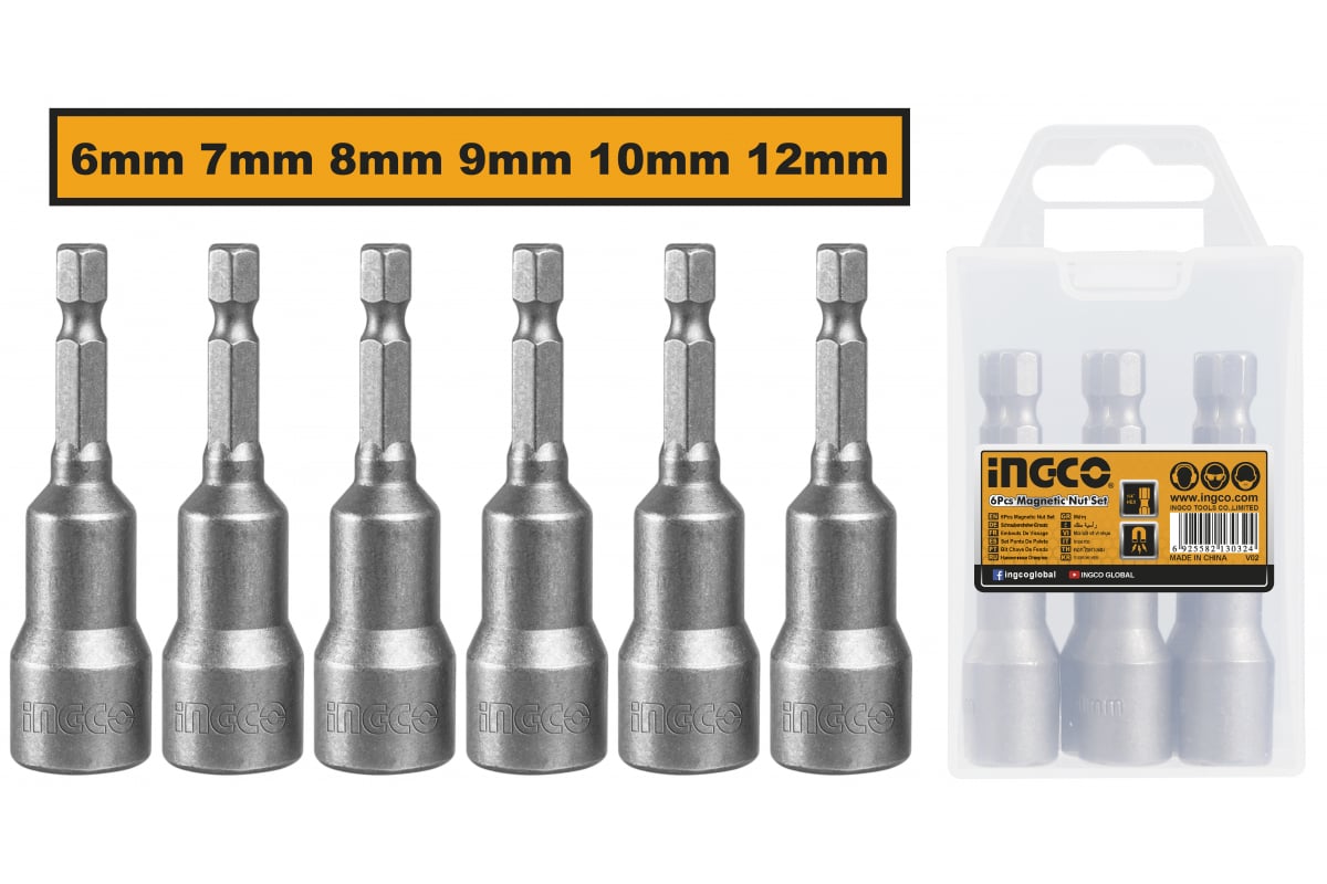 

Набор торцевых магнитных головок 6шт INGCO AMN65061, INGCO AMN65061