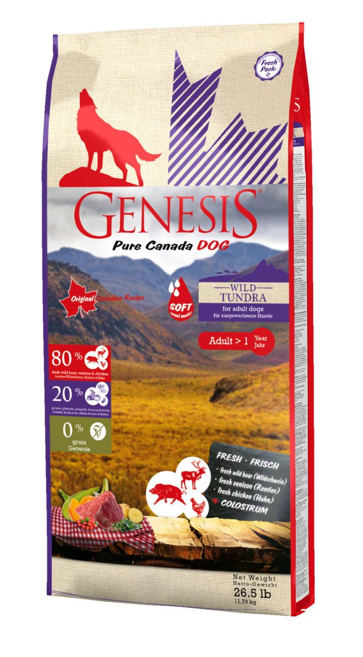 Сухой корм для собак Genesis Pure Canada Wild Taiga Soft Adult, курица, оленина, 11.79кг