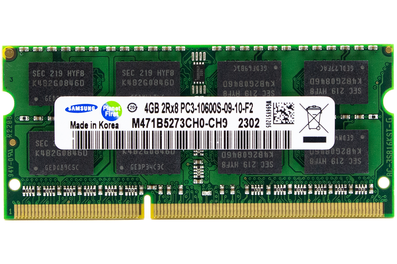 Модуль памяти для ноутбука SODIMM DDR3 4GB PC10600 1333МГц Samsung M471B5273CH0-CH9