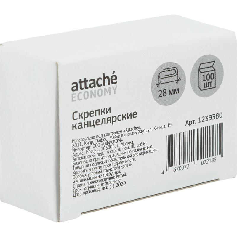 

Скрепки Attache Economy (28мм, стальные) 100шт., 10 уп.