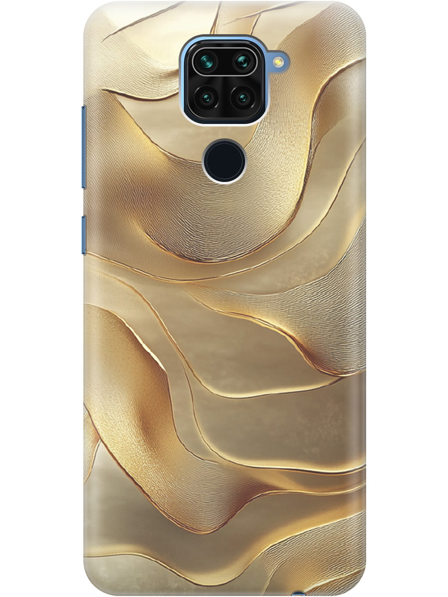 

Силиконовый чехол на Xiaomi Redmi Note 9 с принтом "Золотистые волны", Прозрачный;бежевый;золотистый, 723101331