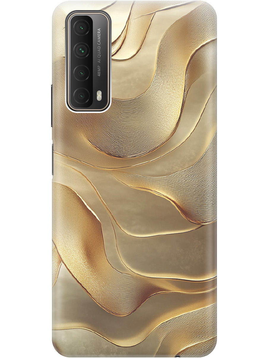 

Силиконовый чехол на Huawei P Smart (2021) с принтом "Золотистые волны", Прозрачный;бежевый;золотистый, 723603031