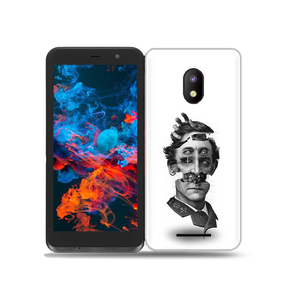

Чехол MyPads Tocco для BQ 5045L Wallet страшное лицо абстракция, Прозрачный, Tocco