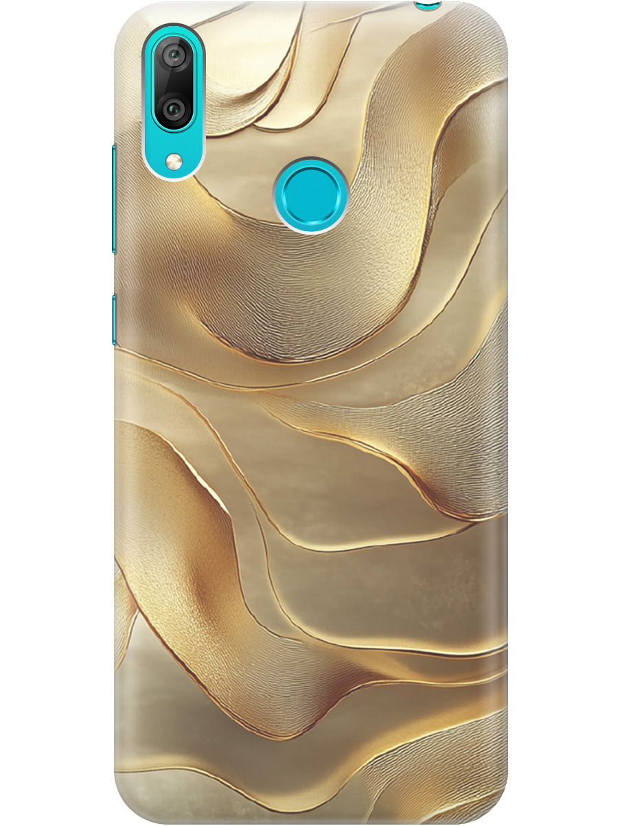 

Силиконовый чехол на Huawei Y7 (2019) с принтом "Золотистые волны", Прозрачный;бежевый;золотистый, 720668231
