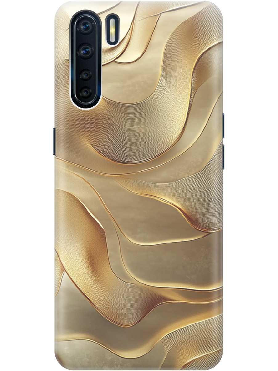 

Силиконовый чехол на Oppo A91/Reno3 с принтом "Золотистые волны", Прозрачный;бежевый;золотистый, 726148831