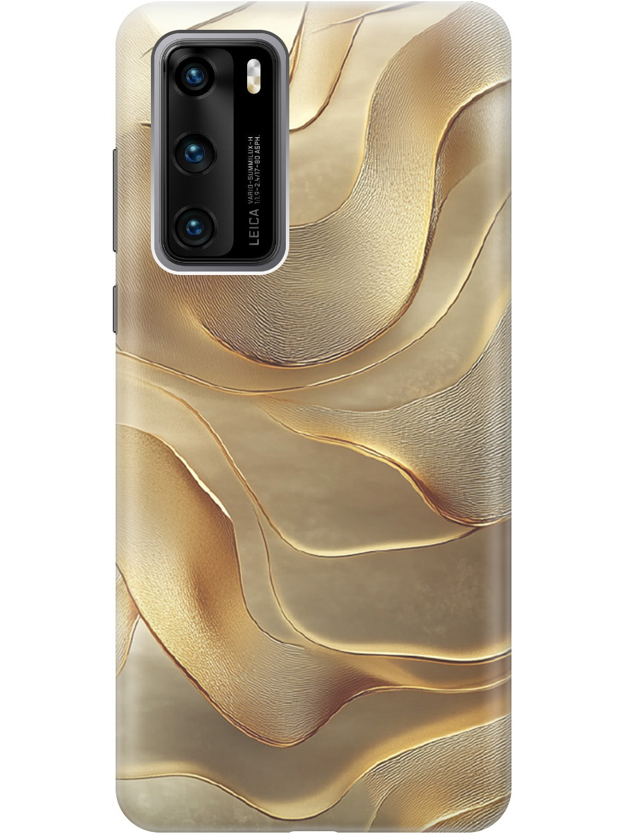 

Силиконовый чехол на Huawei P40 с принтом "Золотистые волны", Прозрачный;бежевый;золотистый, 722839331