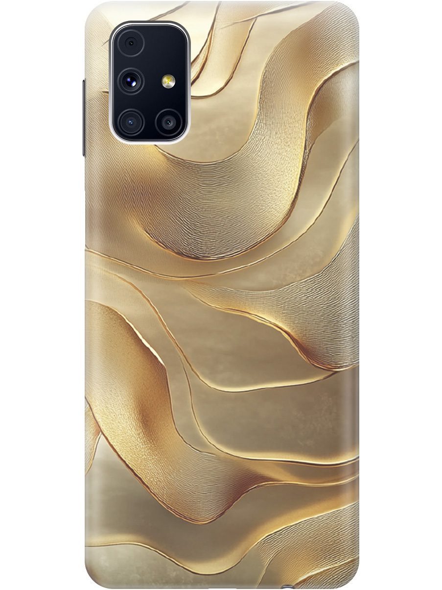 

Силиконовый чехол на Samsung Galaxy M31S с принтом "Золотистые волны", Прозрачный;бежевый;золотистый, 723348231
