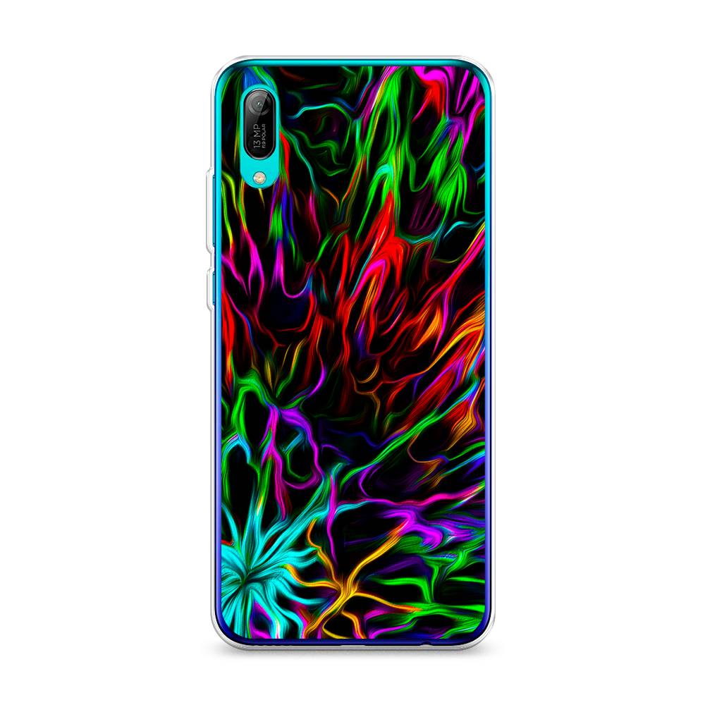 

Чехол на Huawei Y6 Pro 2019 "Разноцветные разводы", Голубой;зеленый;оранжевый, 68150-3
