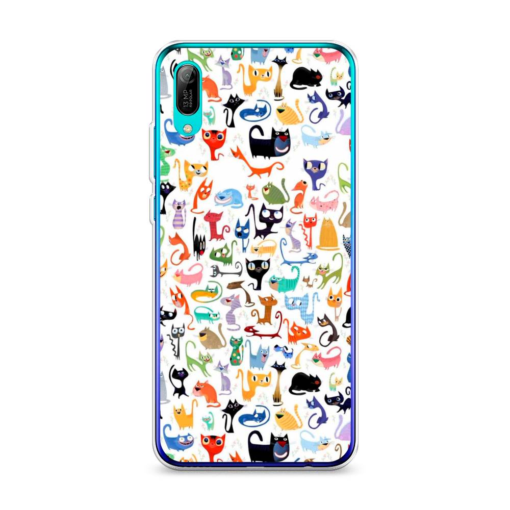 

Чехол на Huawei Y6 Pro 2019 "Цветные коты", Разноцветный, 68150-1