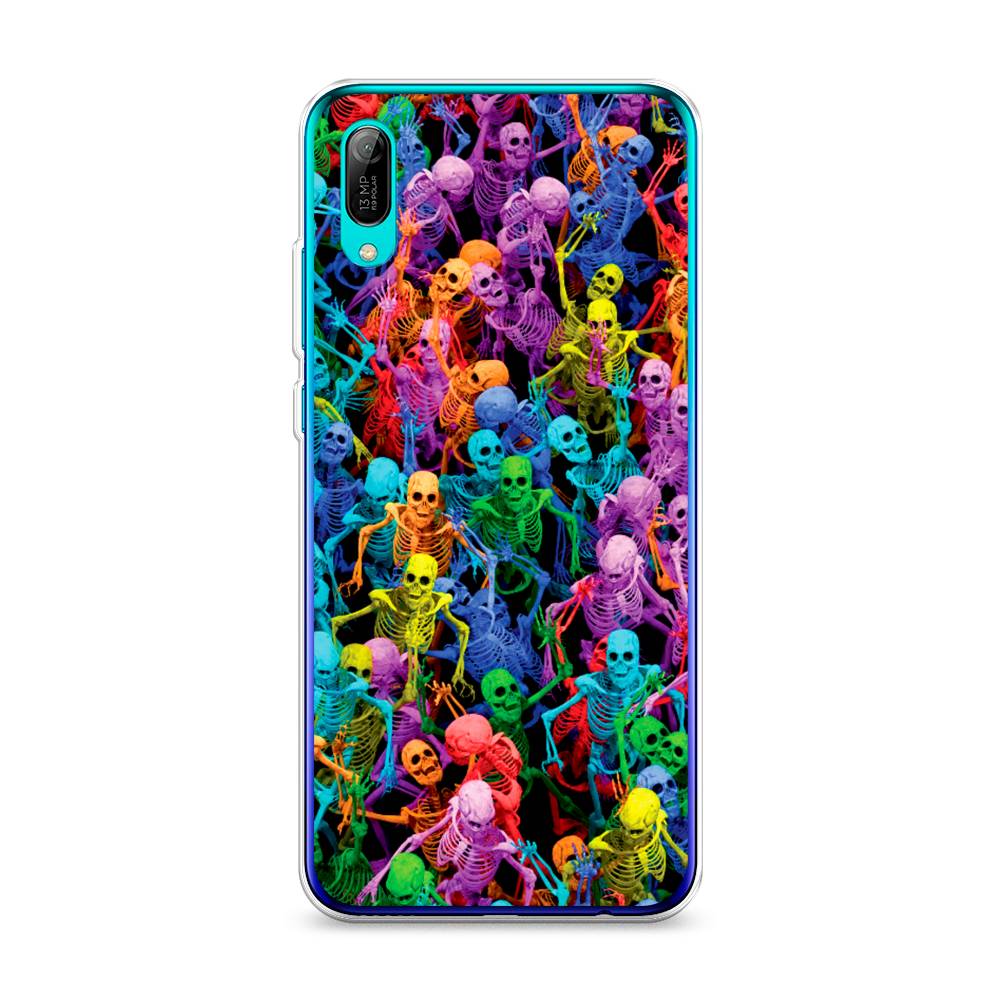 

Чехол на Huawei Y6 Pro 2019 "Вечеринка скелетов", Фиолетовый;желтый;оранжевый, 68150-6