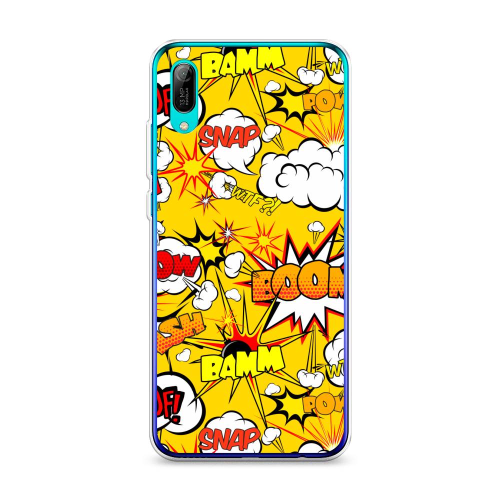 

Чехол на Huawei Y6 Pro 2019 "Поп Арт эффекты", Желтый;белый;оранжевый, 68150-6
