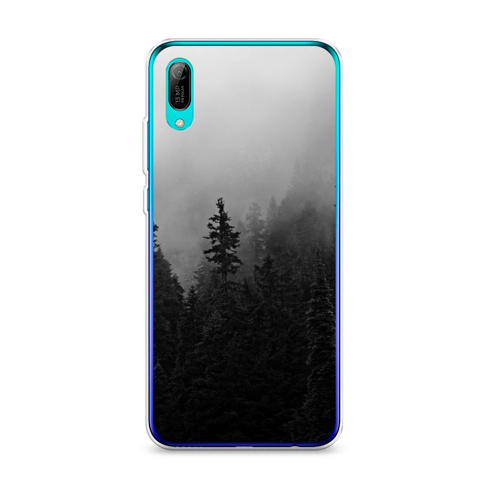 

Чехол на Huawei Y6 Pro 2019 "Туманный лес", Серый;черный, 68150-2
