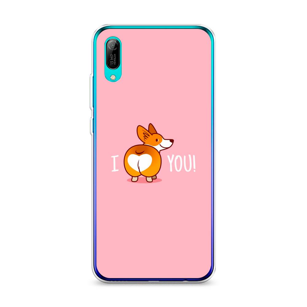 

Чехол на Huawei Y6 Pro 2019 "Корги I love you", Розовый;коричневый;белый, 68150-1