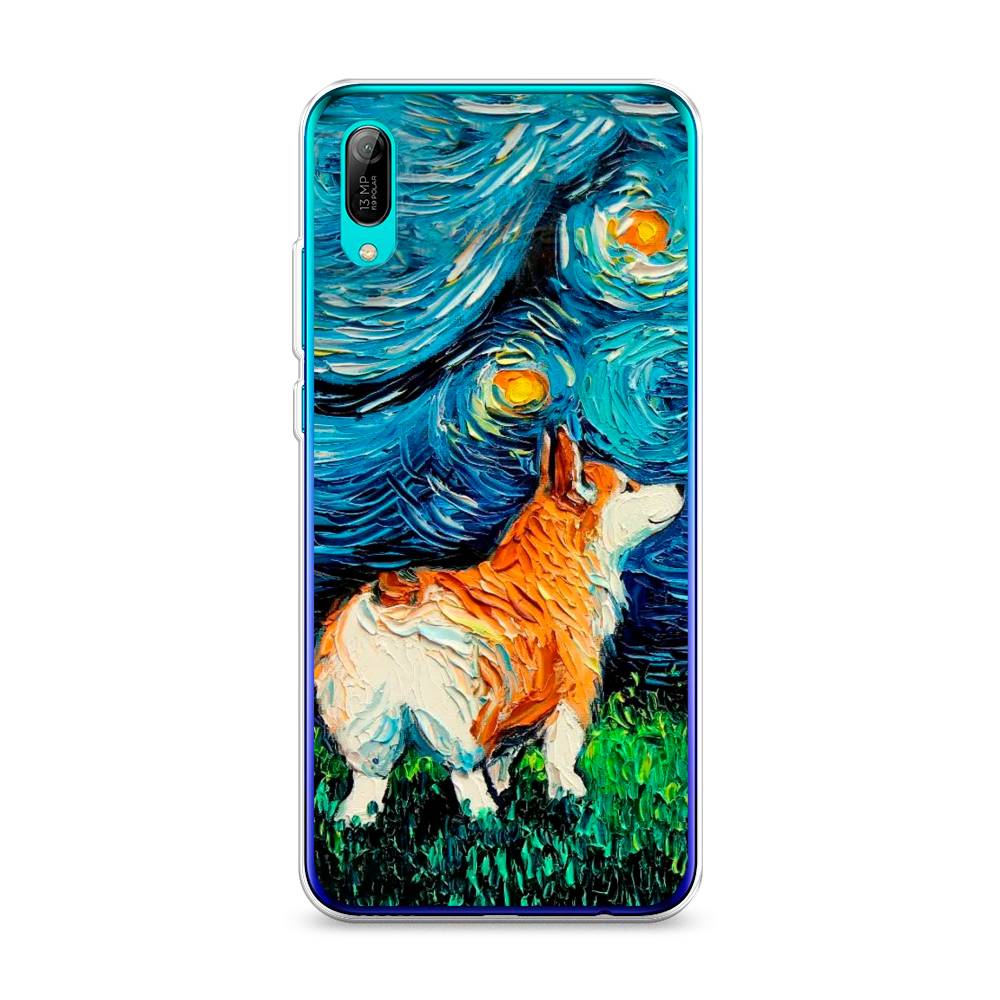

Чехол на Huawei Y6 Pro 2019 "Корги звёздная ночь", Коричневый;белый;зеленый, 68150-1